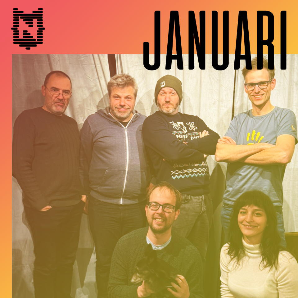 Groepsfoto januari 2026: Peter, Kurt, Lieven, Toon Jeroen, Poncho, Natha